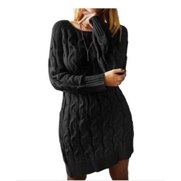 Herra Jackets & Blazers - Herra Collection Black Chunky Cable Knit Dress M